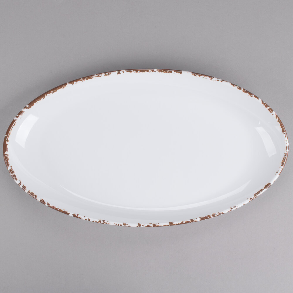 GET OP-1690-TC Osslo 16" x 9" Tuscan White Oval Melamine Platter - 6/Case