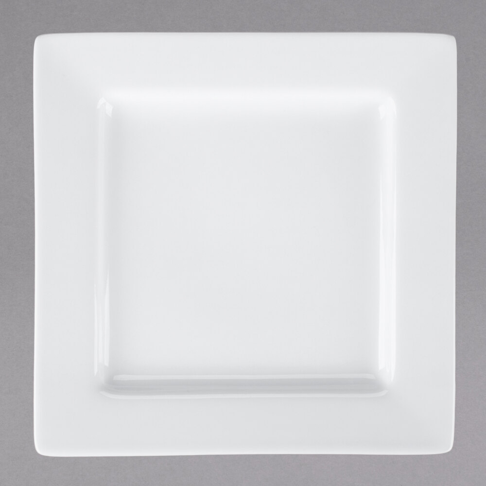 Libbey Slate 7 1/4" Ultra Bright White Wide Rim Square Porcelain Plate - 24/Case