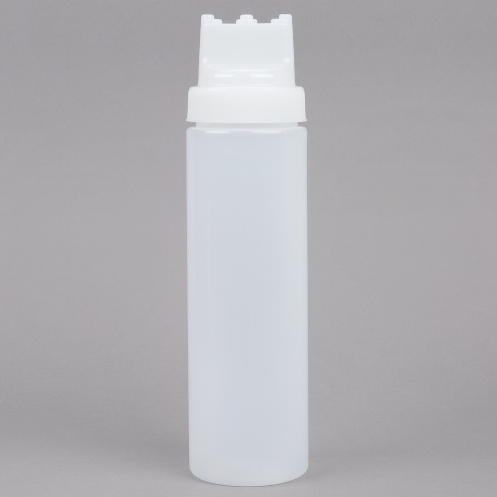 Tablecraft 12463C3 24 oz. SelecTop Wide Mouth Squeeze Bottle with 3 Tips - 12/Pack