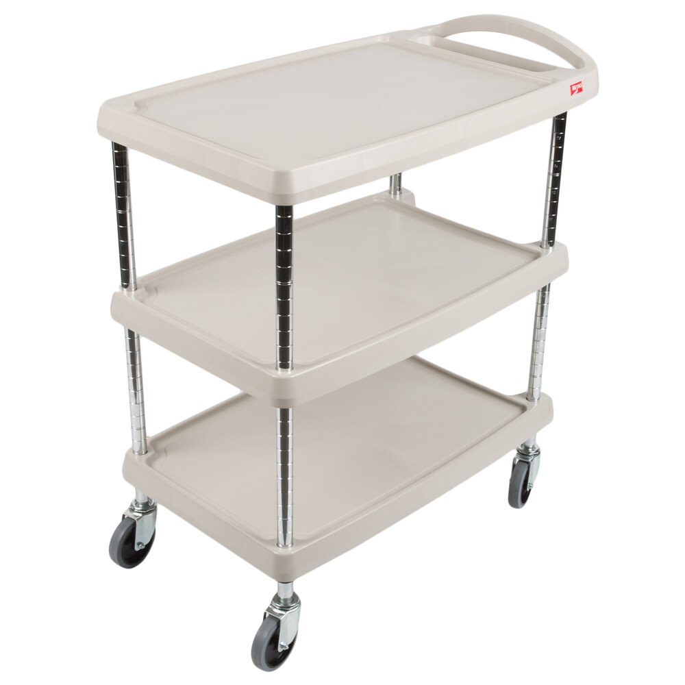 Metro myCart MY1627-34G Gray Utility Cart with Three Shelves and Chrome Posts - 18" x 32"