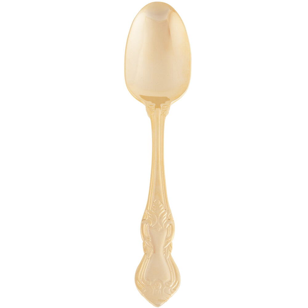 10 Strawberry Street CRWNGLD-DS Crown Royal 7 1/2" Gold Plated 18/0 Heavy Weight Stainless Steel Dinner Spoon - 12/Case
