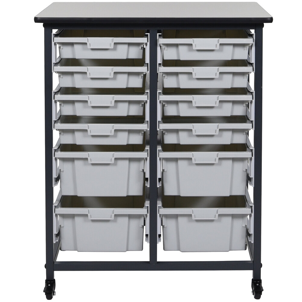 Luxor MBS-DR-8S4L Mobile Bin Storage Unit - 8 Small and 4 Large Bin Capacity