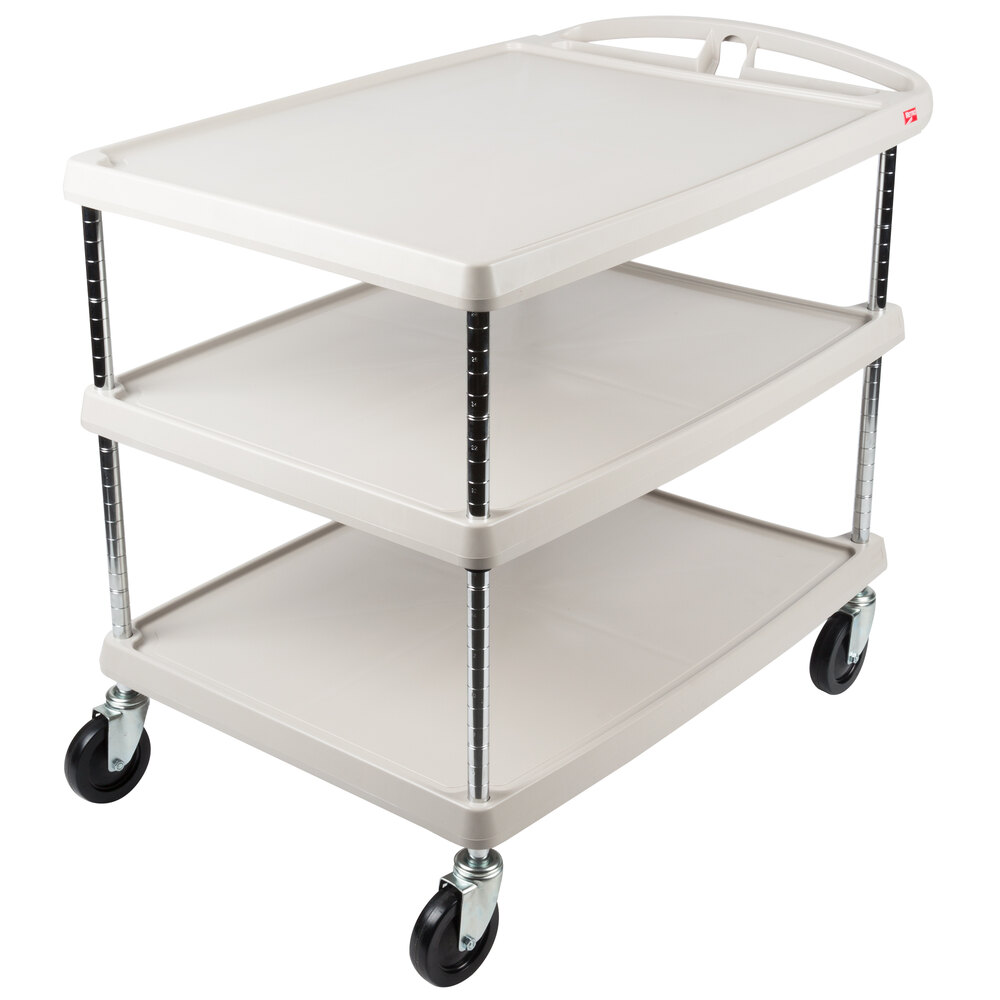 Metro myCart MY2636-35G Gray Utility Cart with Three Shelves and Chrome Posts - 28" x 40"
