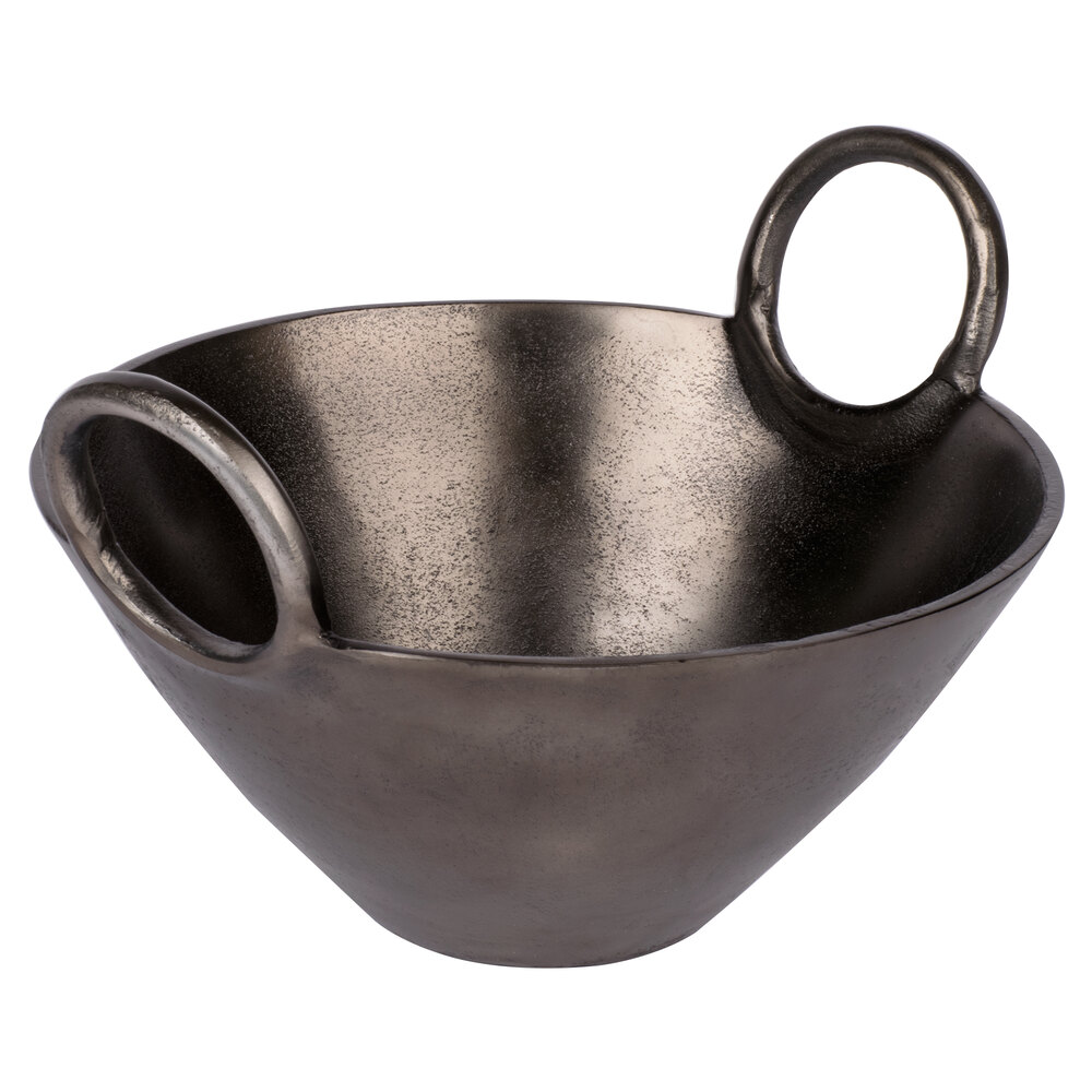 10 Strawberry Street LODO-14HNDBWL-BLK Lodo 96 oz. Raw Black Handled Metal Bowl - 2/Case