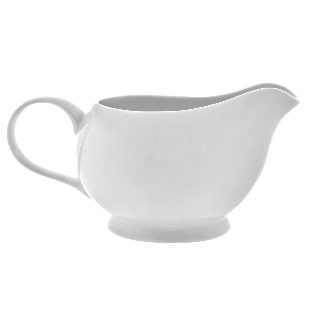 10 Strawberry Street RW0025 Royal White 16 oz. White Porcelain Gravy Boat - 12/Case