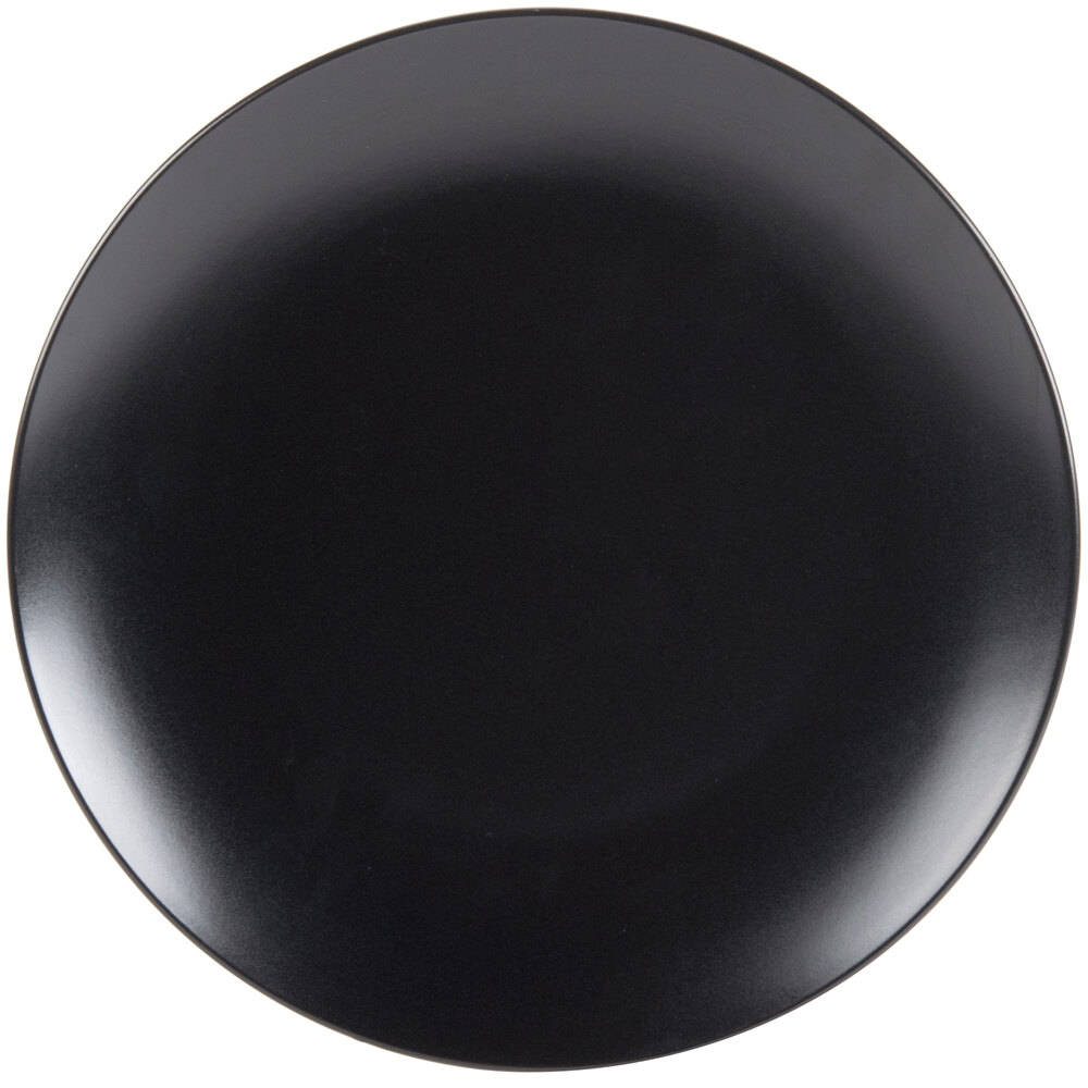 10 Strawberry Street WM-1-BLK Wazee Matte 10 1/2" Round Black Stoneware Dinner Plate - 6/Case