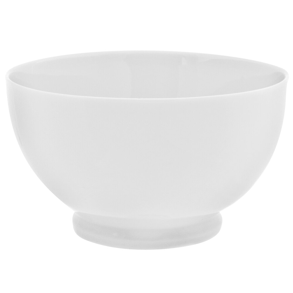 10 Strawberry Street RW0255 Royal White 20 oz. White Round Porcelain Footed Rice Bowl - 24/Case