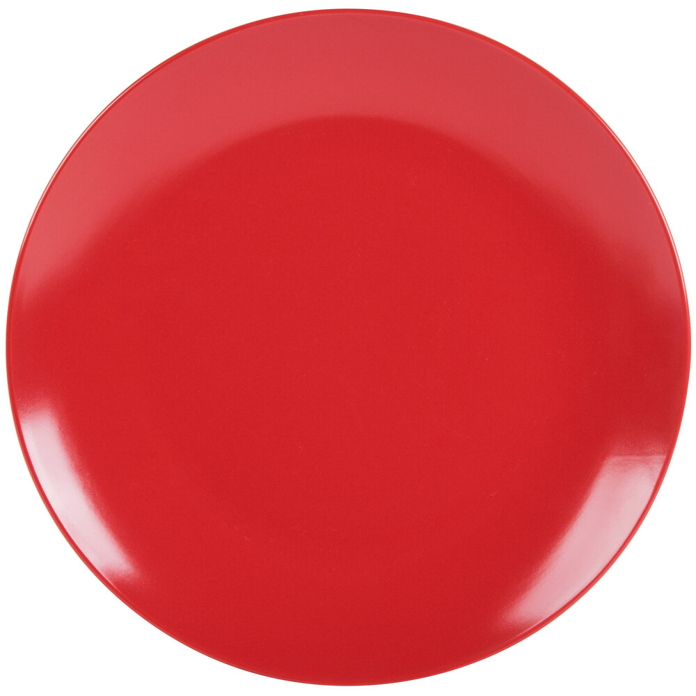 10 Strawberry Street WM-1-RED Wazee Matte 10 1/2" Round Red Stoneware Dinner Plate - 6/Case
