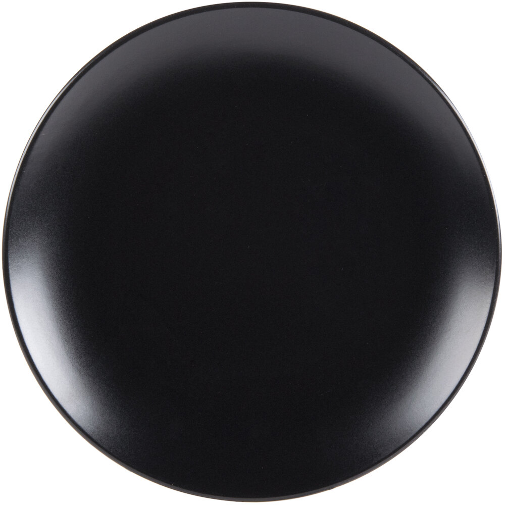 10 Strawberry Street WM-4-BLK Wazee Matte 7 3/4" Round Black Stoneware Salad Plate - 6/Case