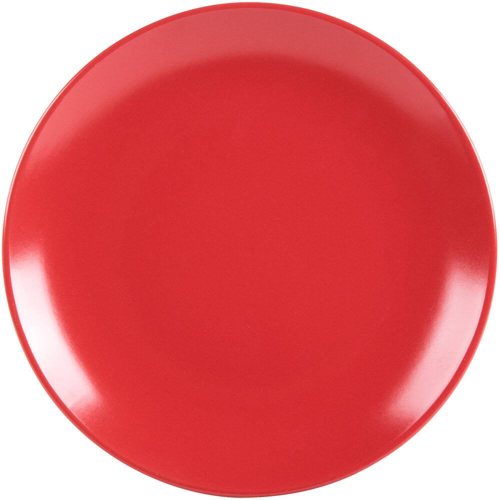 10 Strawberry Street WM-4-RED Wazee Matte 7 3/4" Round Red Stoneware Salad Plate - 6/Case