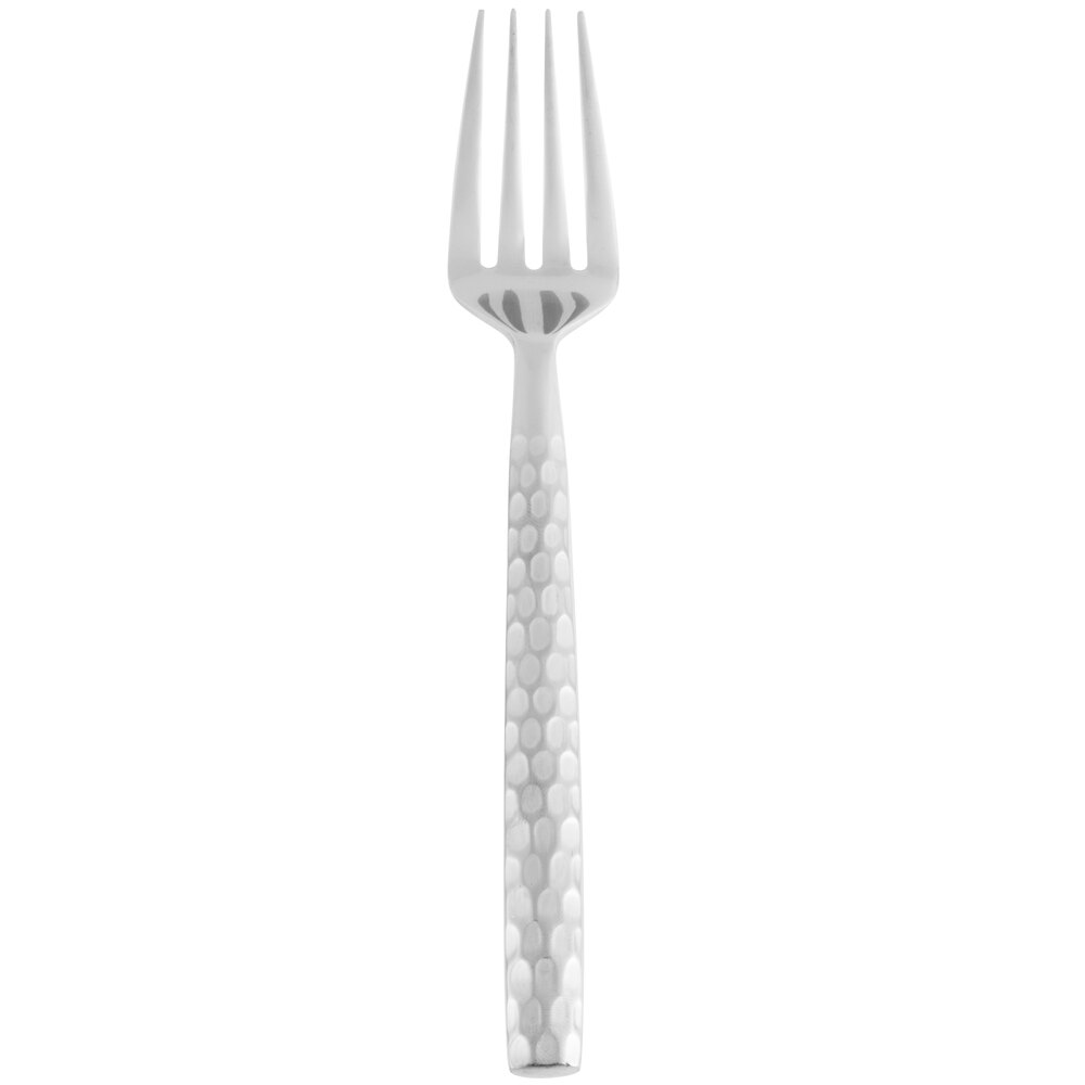 10 Strawberry Street HAMF-SF Hammer Forged 7 1/4" 18/0 Heavy Weight Stainless Steel Salad Fork - 12/Case