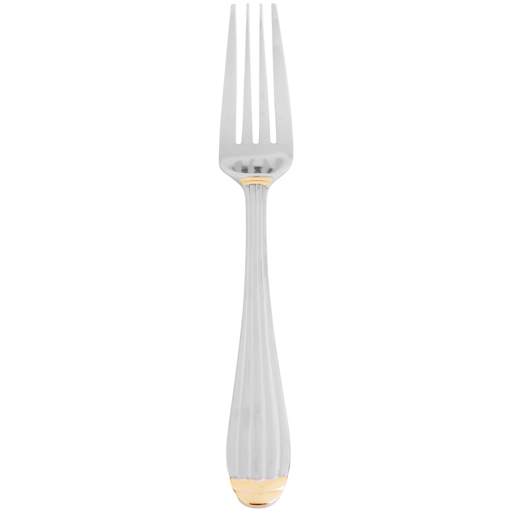 10 Strawberry Street PAR-DF Parisian Gold 18/0 Heavy Weight 7 3/4" Stainless Steel Dinner Fork - 12/Case