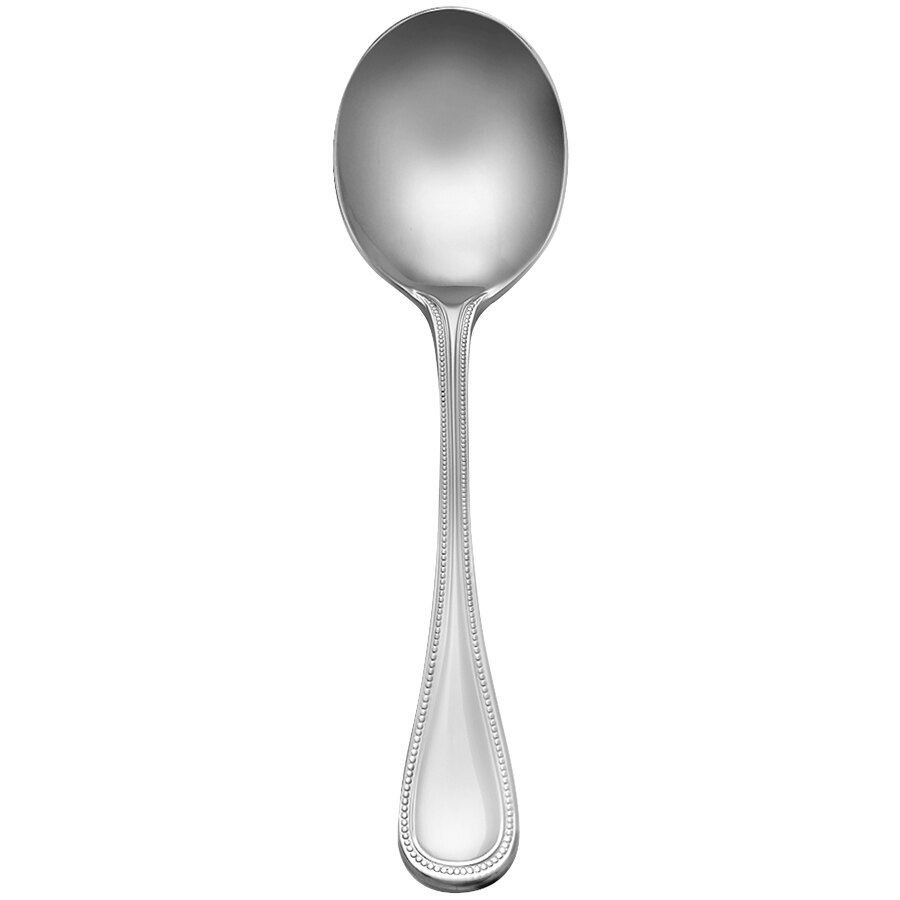 Libbey 407 016 Calais 6 1/8" 18/8 Stainless Steel Extra Heavy Weight Bouillon Spoon - 12/Case