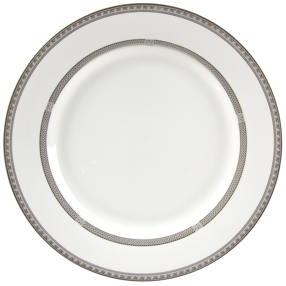 10 Strawberry Street SOP-2 Sophia 9" Platinum Porcelain Luncheon Plate - 24/Case