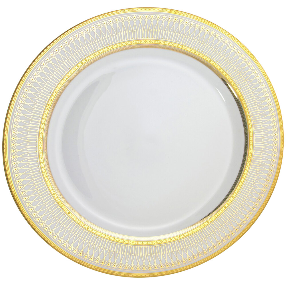 10 Strawberry Street IRIANA-4GLD Iriana 7 1/2" Gold Porcelain Salad / Dessert Plate - 24/Case