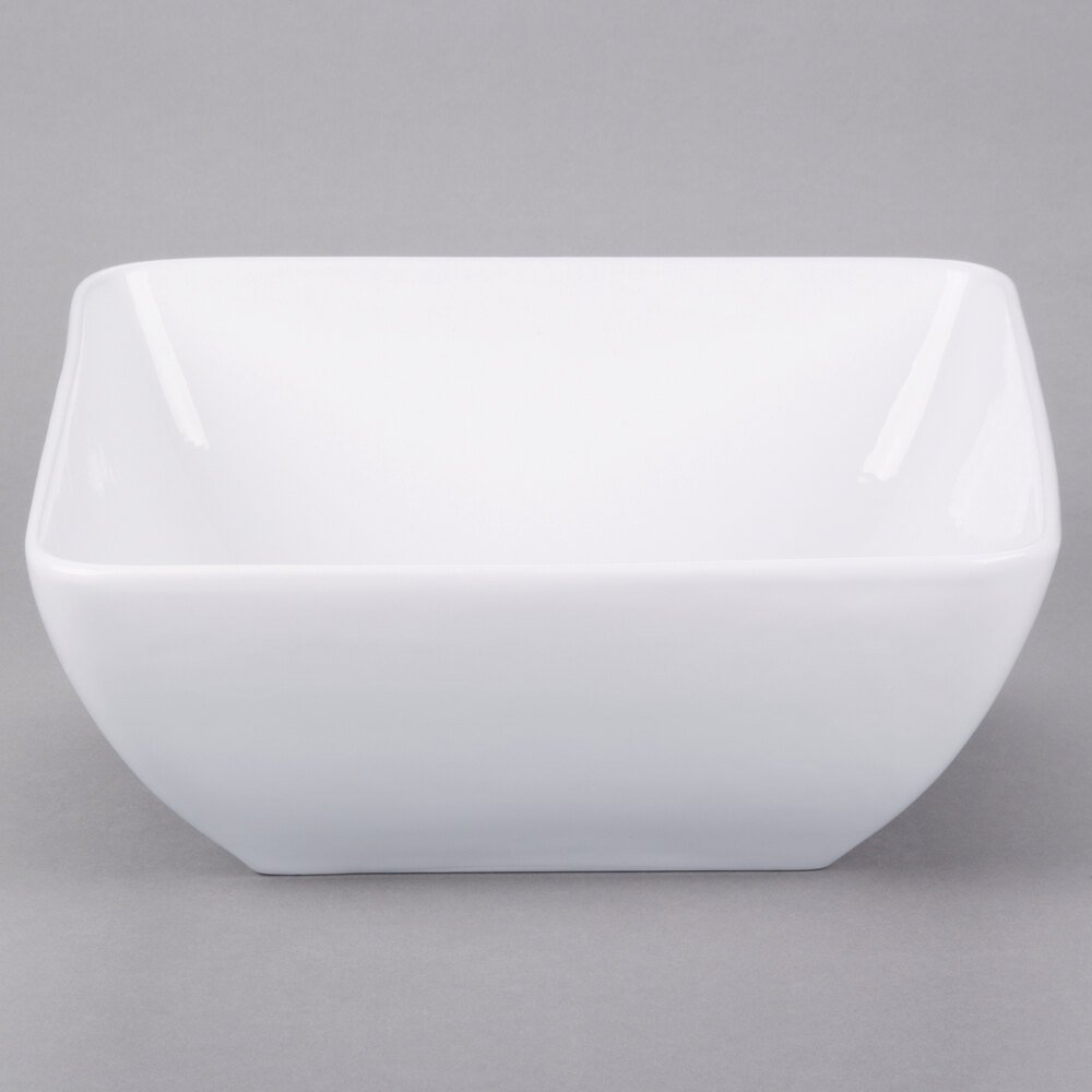 10 Strawberry Street WTR-12SQBWL Whittier 64 oz. White Square Porcelain Bowl - 3/Case